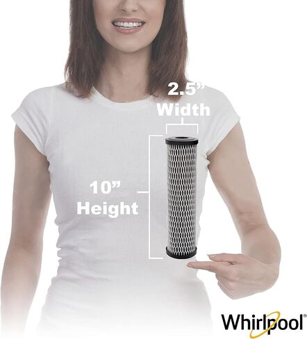 Whirlpool 5-Micron 10 x 2.5 inch CTO Replacement Water Filter WHKF-WHWC, Carbon Wrap Cartridge Reduces Chlorine Taste & Odor, NSF Certified for Whole House Sediment and Drinking Filtration System in Kuwait