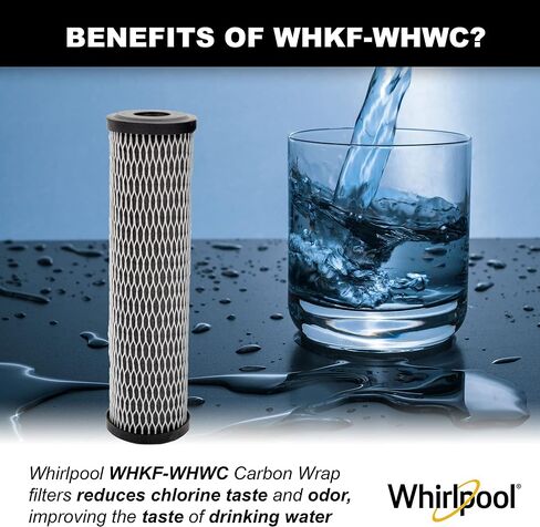 Whirlpool 5-Micron 10 x 2.5 inch CTO Replacement Water Filter WHKF-WHWC, Carbon Wrap Cartridge Reduces Chlorine Taste & Odor, NSF Certified for Whole House Sediment and Drinking Filtration System in Kuwait