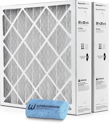 استبدال فلتر الهواء 20x20x4 MERV 11، FC100A1011 مرشحات فرن HVAC AC المطوية مع قطعة قماش للتنظيف بالجملة، عبوتان (الحجم الفعلي: 19.94 × 19.75 × 4.38 بوصة) in Kuwait