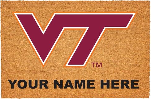 NCAA Virginia Tech Personalized Large Coir Doormat 2'x3' (36"x24"), Custom Name Front Door Mat with Non-Slip Rubber Back, Indoor Outdoor Entrance Rug Welcome Mats for Porch Patio Deck in Kuwait