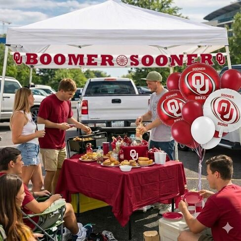 Oklahoma University Sooners Banner – OU Logo College Boomer Sooner Banner, Durable Cardstock Paper - 11 feet Long - Fade Resistant, Grommets, Indoor Outdoor - by Havercamp in Kuwait