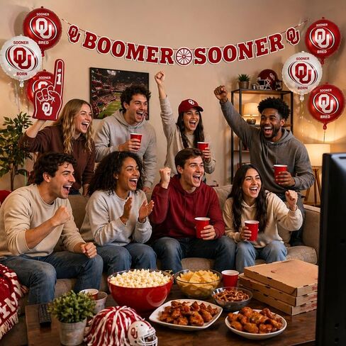 Oklahoma University Sooners Banner – OU Logo College Boomer Sooner Banner, Durable Cardstock Paper - 11 feet Long - Fade Resistant, Grommets, Indoor Outdoor - by Havercamp in Kuwait