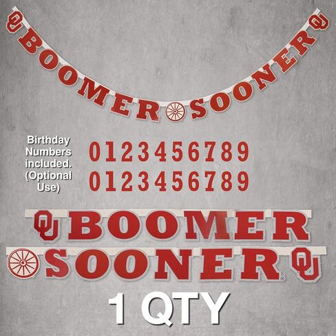 Oklahoma University Sooners Banner – OU Logo College Boomer Sooner Banner, Durable Cardstock Paper - 11 feet Long - Fade Resistant, Grommets, Indoor Outdoor - by Havercamp in Kuwait