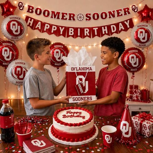Oklahoma University Sooners Banner – OU Logo College Boomer Sooner Banner, Durable Cardstock Paper - 11 feet Long - Fade Resistant, Grommets, Indoor Outdoor - by Havercamp in Kuwait