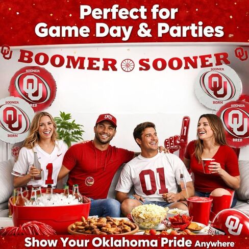 Oklahoma University Sooners Banner – OU Logo College Boomer Sooner Banner, Durable Cardstock Paper - 11 feet Long - Fade Resistant, Grommets, Indoor Outdoor - by Havercamp in Kuwait