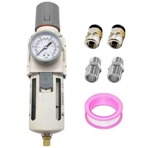 3/8 "NPT منظم ضغط فلتر الهواء كومبو فاصل المياه 0-150 رطل لكل بوصة مربعة لخط ضاغط الهواء استنزاف شبه تلقائي 5 ميكرون عنصر النحاس in Kuwait