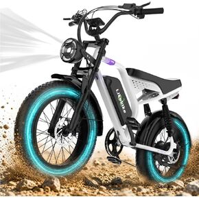 دراجة كهربائية بإطارات سميكة من Likebike، قوة ذروة 1500 واط/2000 واط/3000 واط، مدى طويل 100 ميل، إطار سميك 20 بوصة، دراجة إلكترونية للطرق الوعرة الجبلية ودراجة شاطئية للدراجة الإلكترونية للبالغين من الرجال والنساء in Kuwait