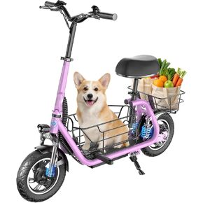 Gyroor C1Pro Electric Scooter with Seat for Adults, Foldable Commuter E-Scooter, 25-Mile Range & 19 MPH Top Speed, 12" Pneumatic Tires, Dual Suspension for Daily Commuting in Saudi Arabia