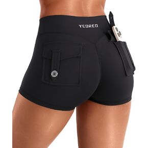 YEOREO CoreFlex Women Workout Shorts Low Rise Hidden Scrunch Butt Lifting Cargo Pockets 2.5" Shorts in Kuwait