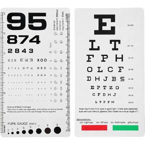 Pocket Eye Chart Dual Sided Snellen & Rosenbaum Vision Tester Plastic Eye Chart 2 in 1 Snellen & Rosenbaum Charts for Eyes Exams 6.5x3.5'' in Kuwait