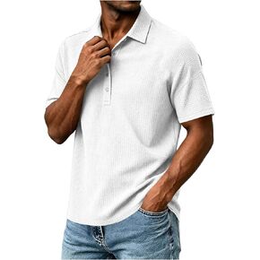 Mens Short Sleeve Collared Shirt Casual Golf Top | Button Collar, Button Placket, Dress Shirts, Golf Shirt, Straight Hem, Work Casual, Daily Wear, Travel Shirt, Solid Color in Kuwait