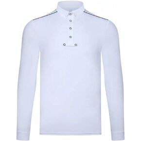 Equestrian Sport Shirt Stretch Horse Riding Top Button Placket Sports Clothing for Men, White, M in Saudi Arabia