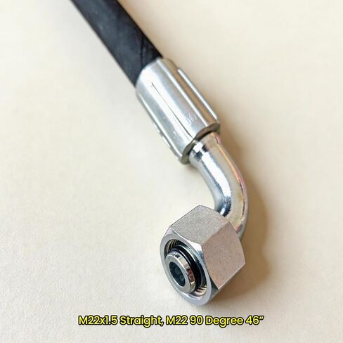 مجموعة خرطوم هيدروليكي 1/2 بوصة بطول 46 بوصة، M22×1.5 مستقيم إلى كوع 90 درجة، خط هيدروليكي مضفر عالي الضغط بسلكين لمعدات بناء الحفارات الصغيرة الصينية in Kuwait