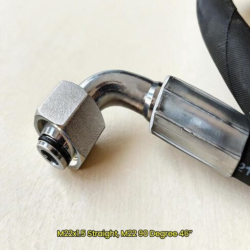 مجموعة خرطوم هيدروليكي 1/2 بوصة بطول 46 بوصة، M22×1.5 مستقيم إلى كوع 90 درجة، خط هيدروليكي مضفر عالي الضغط بسلكين لمعدات بناء الحفارات الصغيرة الصينية in Kuwait