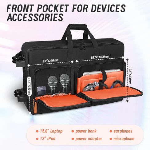 ORKELS Rolling DJ Controller Case with Wheels, Waterproof DJ Travel Bag, Heavy Duty 900D DJ Backpack with Laptop Compartment, Fits Pioneer DDJ 400 800 1000 FLX4 REV5 REV7 in Kuwait