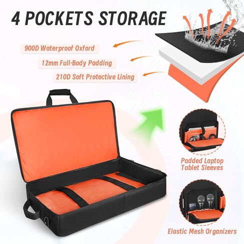 ORKELS Rolling DJ Controller Case with Wheels, Waterproof DJ Travel Bag, Heavy Duty 900D DJ Backpack with Laptop Compartment, Fits Pioneer DDJ 400 800 1000 FLX4 REV5 REV7 in Kuwait
