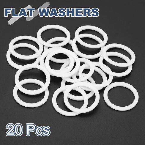 PATIKIL M25 PTFE Flat Washer, 20 Pcs 25mm ID 30mm OD 1.5mm Thick O-Ring Sealing Gasket Spacer for Fasten Screws Flanges Faucet Pipe Valves, White in Kuwait