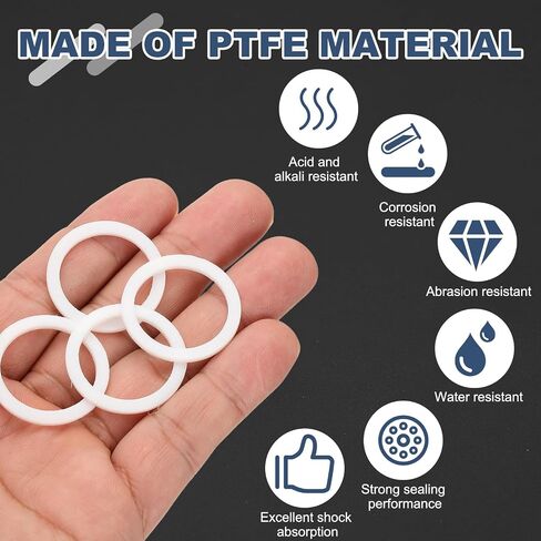 PATIKIL M25 PTFE Flat Washer, 20 Pcs 25mm ID 30mm OD 1.5mm Thick O-Ring Sealing Gasket Spacer for Fasten Screws Flanges Faucet Pipe Valves, White in Kuwait