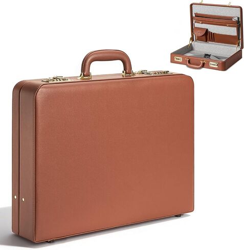 17.5x13.5x3.5 بوصة قفل حقيبة قفل - قفل مزدوج القفل موجز للرجال ، PU Leather Case ، Attache Casee لجواز سفر الهاتف المحمول ، Black in Kuwait