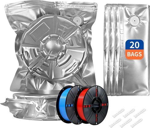 20 PCS 3D Printer Filament Storage Bags 13x15in, Vacuum Sealed Light-Proof Moisture-Proof with 6 Reusable Seal Clips,for PLA PETG TPU Filament, 3D Printing Accessories in Kuwait