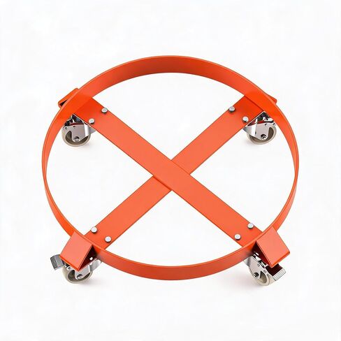 Heavy Duty 55 Gallon Drum Dolly, 1000 lbs Capacity Steel Barrel Dolly with 4 Swivel Casters for Warehouse Drum Transport, Cross-Braced Frame in Kuwait