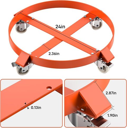 Heavy Duty 55 Gallon Drum Dolly, 1000 lbs Capacity Steel Barrel Dolly with 4 Swivel Casters for Warehouse Drum Transport, Cross-Braced Frame in Kuwait