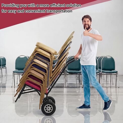 DaisyInner Heavy Duty Stacking and Banquet Chair Dolly Hand Truck with Oversized Rubber Wheels and Cushion for 8-10 Chairs Coated Iron Transport Cart for Events Party Hotels Church (Red Color) in Kuwait