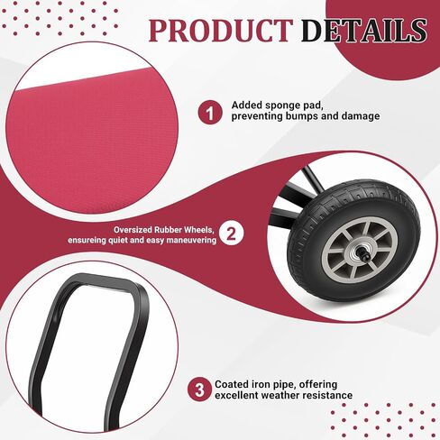 DaisyInner Heavy Duty Stacking and Banquet Chair Dolly Hand Truck with Oversized Rubber Wheels and Cushion for 8-10 Chairs Coated Iron Transport Cart for Events Party Hotels Church (Red Color) in Kuwait