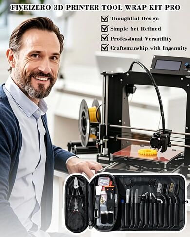 مجموعة أدوات الطابعة ثلاثية الأبعاد FIVEIZERO 78 قطعة مع حقيبة تخزين لجميع طابعات FDM/SLA | ملحقات الطابعة ثلاثية الأبعاد، أداة إزالة الأزيز، كاشطات، ملفات معدنية، فرش، مثقاب يدوي، مثالية لمختبر بامبو، إندر 3، كوبرا، إلخ in Kuwait