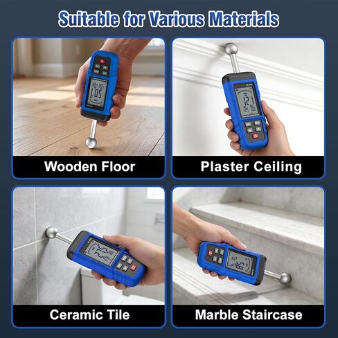 Moisture Meter, Wood Moisture Meter Rechargeable for Drywall Measurement, Pinless Moisture Meter with 20-100mm Measuring Depth for Detecting Humidity Level in Walls, Lumber, Masonry (Blue) in Kuwait