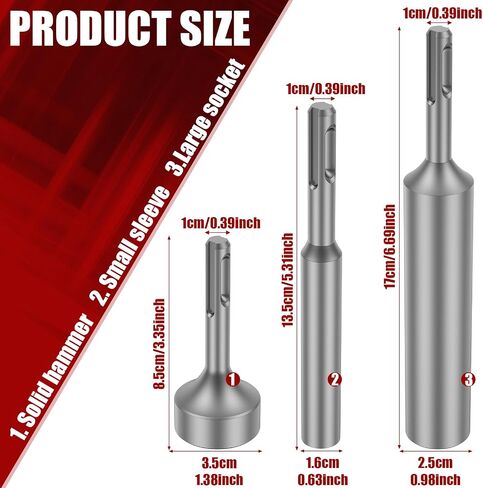 3PCS SDS Plus Ground Rod Driver Professional SDS Plus Ground Rod Bits Driver Socket One Piece Design for Commercial Industrial in Kuwait