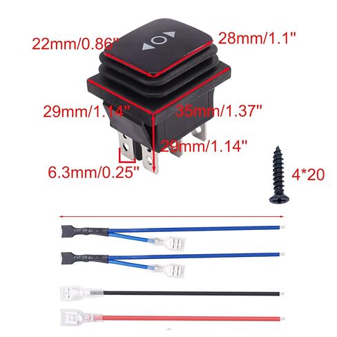 TWTADE لحظة للماء قطبية عكس التبديل 12V DC 10A أعلى أسفل محرك التحكم 6 دبوس 3 موقف (ON)-إيقاف-(ON) الروك تبديل التبديل مع لوحة، والأسلاك، ومسامير in Kuwait
