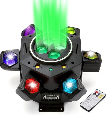 RGBW Moving Head LED Stage Light, 180W 6 Rotating Arms with Center RGBW Light, DMX512 Auto Sound Active Master-Slave Remote, Party Lighting for DJ Wedding Club Events in Kuwait