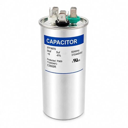 97F9970 50/5 uF 50+5 MFD 370/440VAC Round Dual Run AC Capacitor C3505R for Condenser Fan Motor Compressor in Kuwait