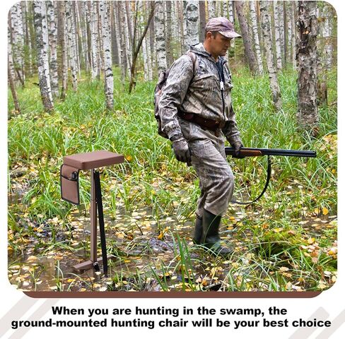 Marsh Seat Padded Mud with Ground Stake, Portable Duck Hunting Chair with Heating Function for Deer Ground Blind Waterfowl Turkey Outdoor Hunting Camping Gear, No Power Bank in Saudi Arabia