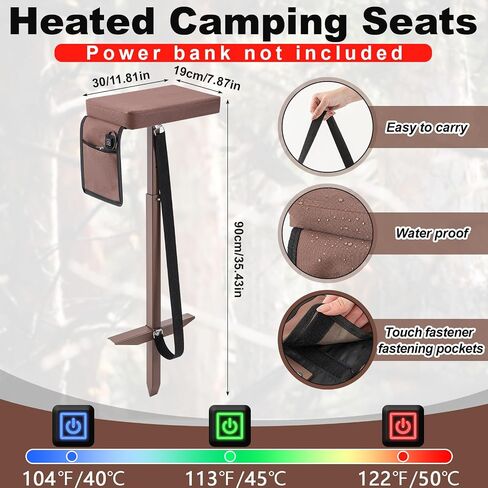 Marsh Seat Padded Mud with Ground Stake, Portable Duck Hunting Chair with Heating Function for Deer Ground Blind Waterfowl Turkey Outdoor Hunting Camping Gear, No Power Bank in Saudi Arabia