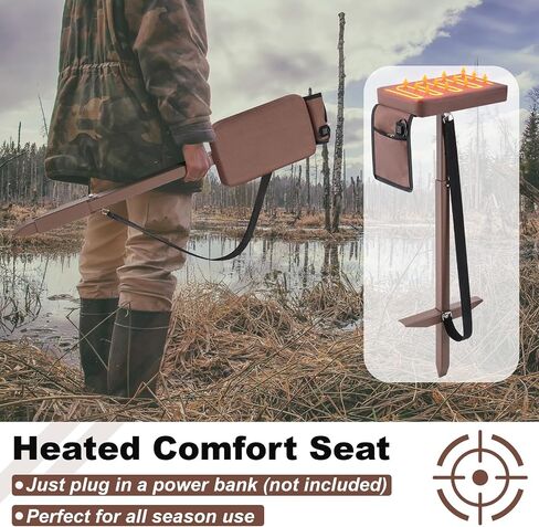 Marsh Seat Padded Mud with Ground Stake, Portable Duck Hunting Chair with Heating Function for Deer Ground Blind Waterfowl Turkey Outdoor Hunting Camping Gear, No Power Bank in Saudi Arabia