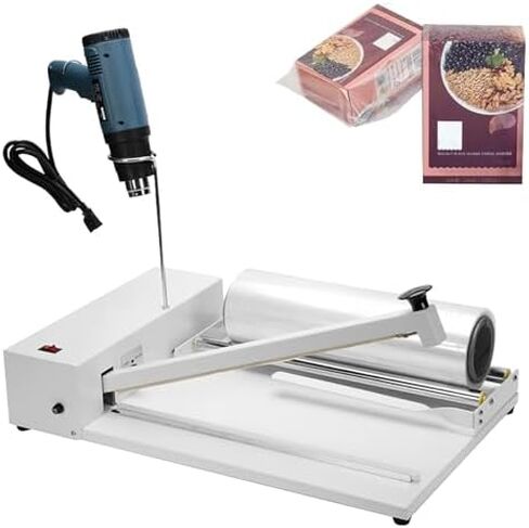 2 in 1 Shrink Wrap Machine with Heat Gun, Adjustable Temperature for Precise Sealing, Includes Roll Film for Packaging, Ideal for Secure Product Wrapping,600mm in Kuwait