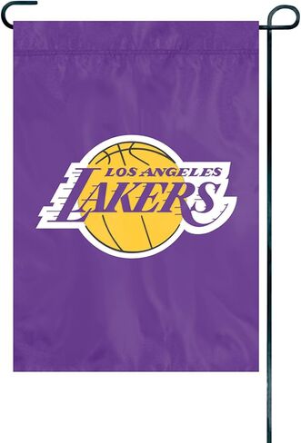 علم الحديقة الفاخر لفريق NBA من Party Animal، مقاس 12.5 بوصة × 18 بوصة، نايلون مزدوج الخياطة، ديكور منزلي خارجي للفناء والشرفة والحديقة، لوس أنجلوس ليكرز in Kuwait