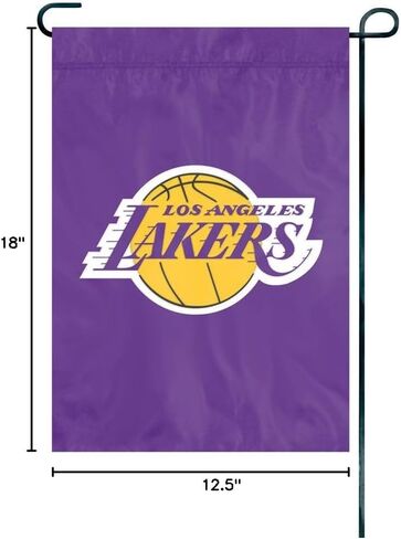 علم الحديقة الفاخر لفريق NBA من Party Animal، مقاس 12.5 بوصة × 18 بوصة، نايلون مزدوج الخياطة، ديكور منزلي خارجي للفناء والشرفة والحديقة، لوس أنجلوس ليكرز in Kuwait