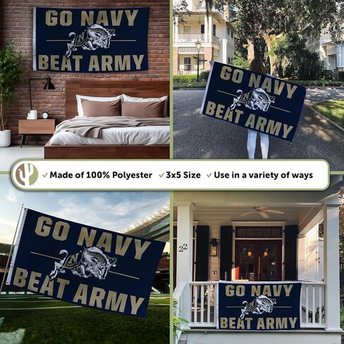 Desert Cactus United States Naval Academy 100% Polyester Indoor Outdoor 3x5 feet Banner Midshipmen Navy USNA (Flag Go Navy, Beat Army) in Kuwait