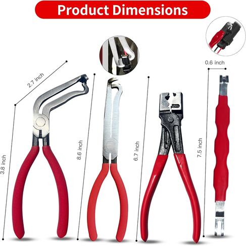 Electrical Disconnect Pliers for Cars 4-Piece - Electrical Connector Disconnect Tool Set, Automotive Plug Connector Separator Removal Tool & Hose Clamp Pliers (Straight+60 Degree) in Kuwait