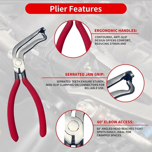 Electrical Disconnect Pliers for Cars 4-Piece - Electrical Connector Disconnect Tool Set, Automotive Plug Connector Separator Removal Tool & Hose Clamp Pliers (Straight+60 Degree) in Kuwait