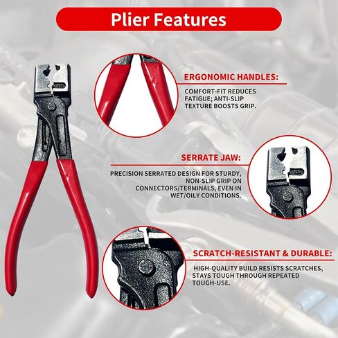 Electrical Disconnect Pliers for Cars 4-Piece - Electrical Connector Disconnect Tool Set, Automotive Plug Connector Separator Removal Tool & Hose Clamp Pliers (Straight+60 Degree) in Kuwait