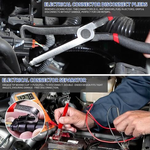 Electrical Disconnect Pliers for Cars 4-Piece - Electrical Connector Disconnect Tool Set, Automotive Plug Connector Separator Removal Tool & Hose Clamp Pliers (Straight+60 Degree) in Kuwait