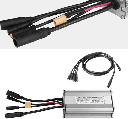 36V/48V KT 25A Ebike فرش السيارات تحكم موجة جيبية للماء لمحرك 750W، سبائك الألومنيوم الأساسية وحدة تحكم الدراجة الكهربائية سلك الضوء مع استبدال كابل 1T5 لتحويل الدراجة الإلكترونية in Kuwait