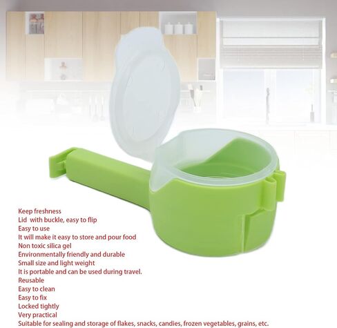 Food Bag Clips with Pour Spouts, Reusable Snack Sealing Clips - Plastic Bag Sealer Spout for Cereal Chips Pet Food Coffee Keeping Fresh Easy Pouring (Green) in Saudi Arabia