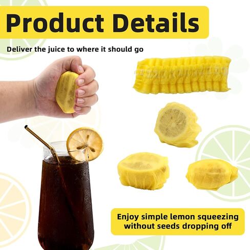 100pcs Lemon, Non-Woven Material Lemon Covers for Squeezing Seed-Free of Halves or Wedge Adding Flavor to Seafood and Beverages(Yellow) in Saudi Arabia