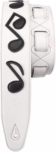 YIKOKO Guitar Strap 2.5 inches Musical Note, Black Automotive Leather Guitar Straps, Suitable for Acoustic, Bass, and Electric Guitars in Kuwait