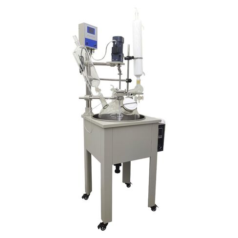 30L Single Layer Lab Reactor with High Borosilicate Glass & PTFE Valves 110V Constant Temperature Control Lab Glass Reactor Chemical Jacketed Reactor Vessel for Lab Reaction Distillation in Saudi Arabia